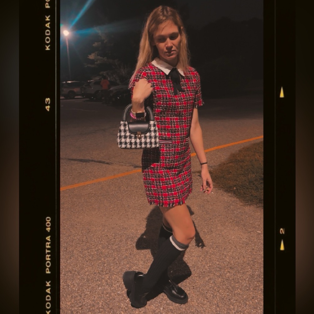 NWT Red&Black Tweed Collard Dress w/ Bow Tie - Taylor Swift TTPD inspired